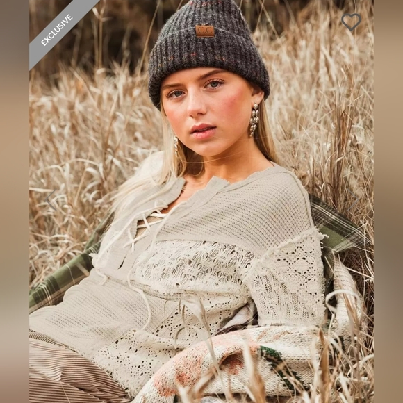 Waffle knit top boho - Picture 1 of 4